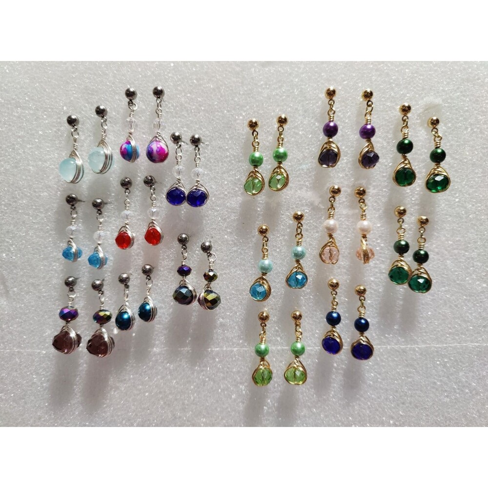 Wire Wrapped Crystal Earrings